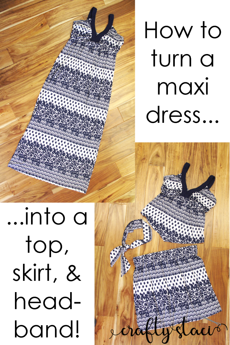 Long skirt top to dress refashion